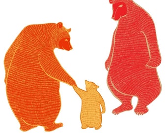 LARGE limited edition print - Magic Jewel Bears - Wall art
