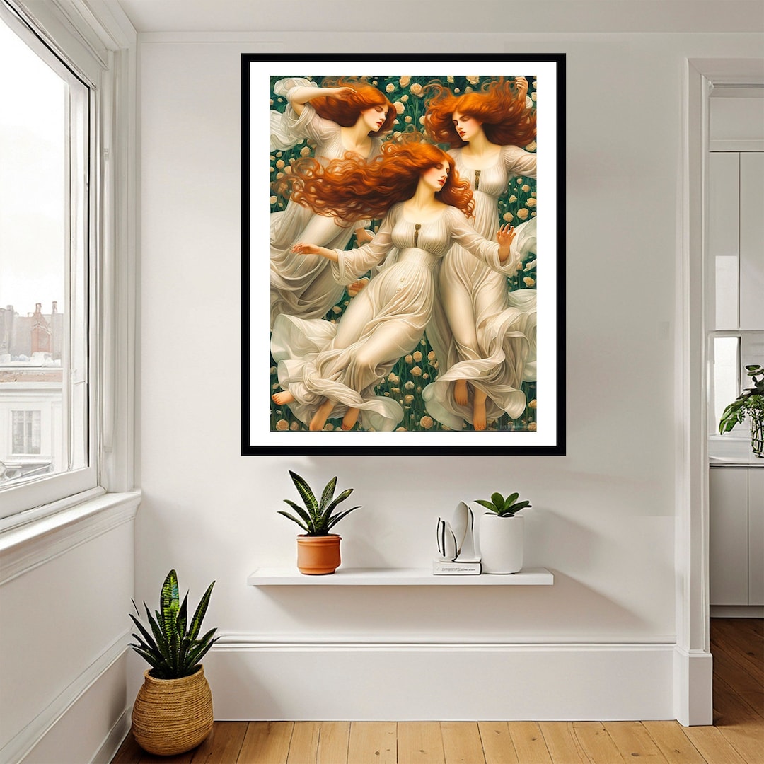 Pre-raphaelite Digital Art Print, AI Generated, Wall Art, AI Art ...