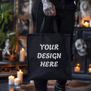 Canvas Tote Bag Mockup, Gothic Canvas Tote Mockup, Premium Canvas Bag Mock, Canvas Tote Halloween Mockup, Canvas Tote Mock, Shopping Bag