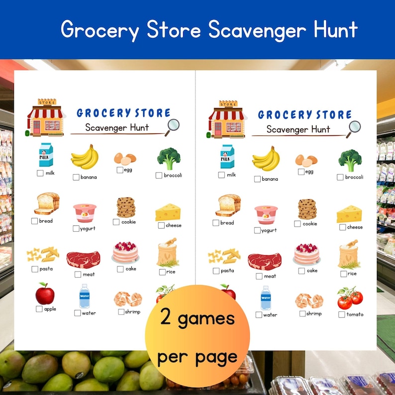 Grocery Store Scavenger Hunt for Kids, Indoor Grocery Store Scavenger ...