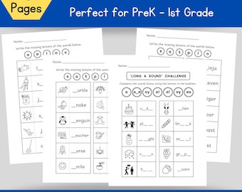 CVC and CCVC Word Practice Printable Perfect for PreK - 1st Grade Home school Practice at Home