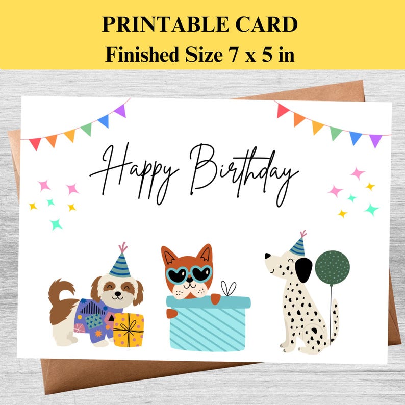 3 Printable Happy Birthday Dog Cards for Dogs Lovers Animals Lovers - Etsy