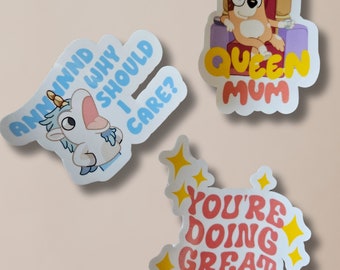 Pegatinas Bluey, paquete de pegatinas 3, pegatinas Unicorse, pegatinas para niños