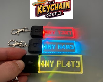 Personalized LED Number Plate Keychain: Car Keyring Accessory