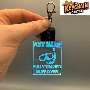 Personalized Muff Diver LED Keychain: Rude Gag Gift