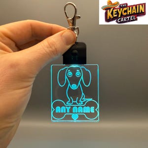 Personalised Dachshund Sausage Dog LED Keychain / Keyring, Dog Lover, Puppy Gift, Cute Dog Keychain, Sweet Gift