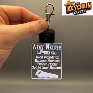 Personalised Carpenter / Joiner LED Keychain / Keyring, Husband Gift, Boyfriend Gift