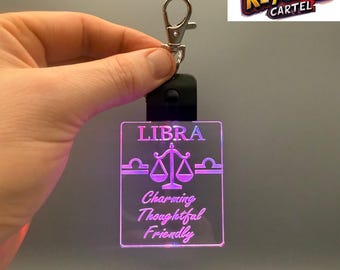 Chaveiro de LED Libra: Presente de Astrologia do Zodíaco
