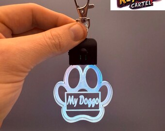 Personalized Paw Print LED Keychain: Engraved Pet Keyring