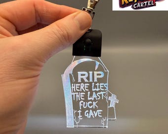 Gravestone LED Keychain: Dark Humor Rude Joke Keyring