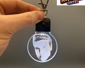 Elvis Face LED Schlüsselanhänger / Keyring, Elvis Presley Geschenk, The King of Rock & Roll