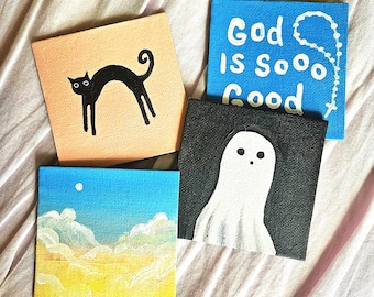 Acrylic Painted Magnet for Fridge, Dorm, Bulletin Board, Gift, etc. | 3x3 | Multiple Styles Offered