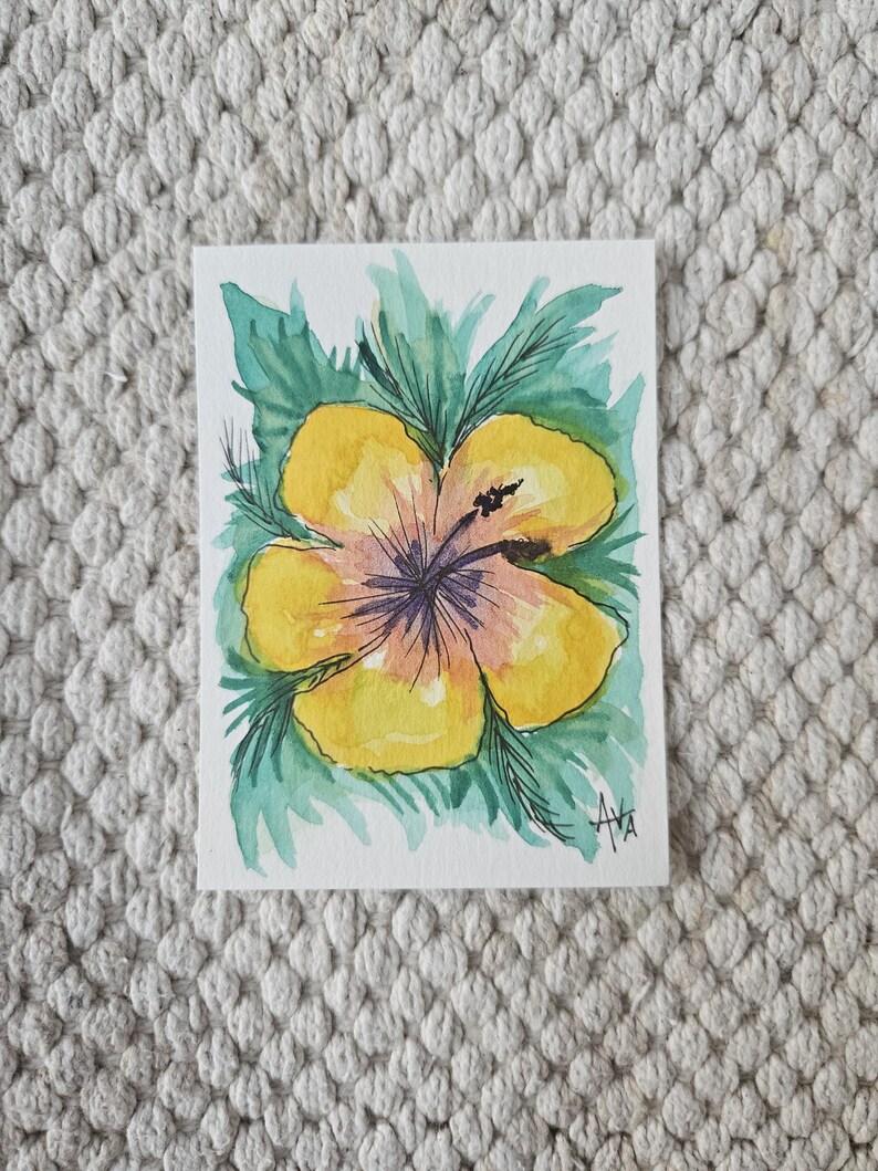 2-Pack | Handmade ACEOs | Batches 1 & 2 | Watercolor | Made by Ava Kaloz Hibiscus Flower