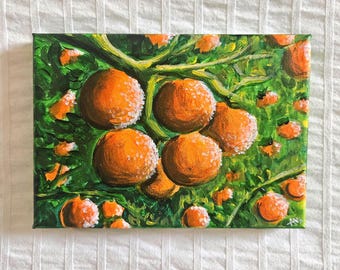 Artwork Titled: "Oranges" | Acrylic Painting of Oranges | Fine Art | Original | 5x7
