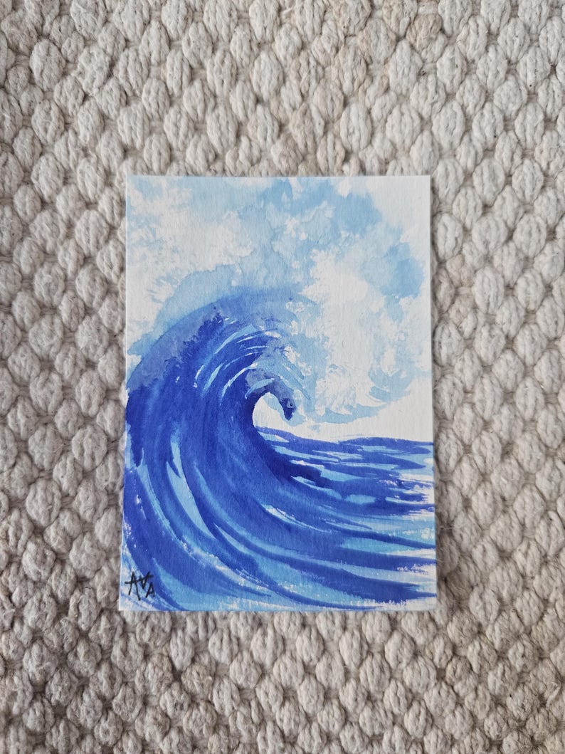 2-Pack | Handmade ACEOs | Batches 1 & 2 | Watercolor | Made by Ava Kaloz Wave