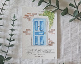 Custom Watercolor Doorway | First House/Apartment | 5x7 Original Painting