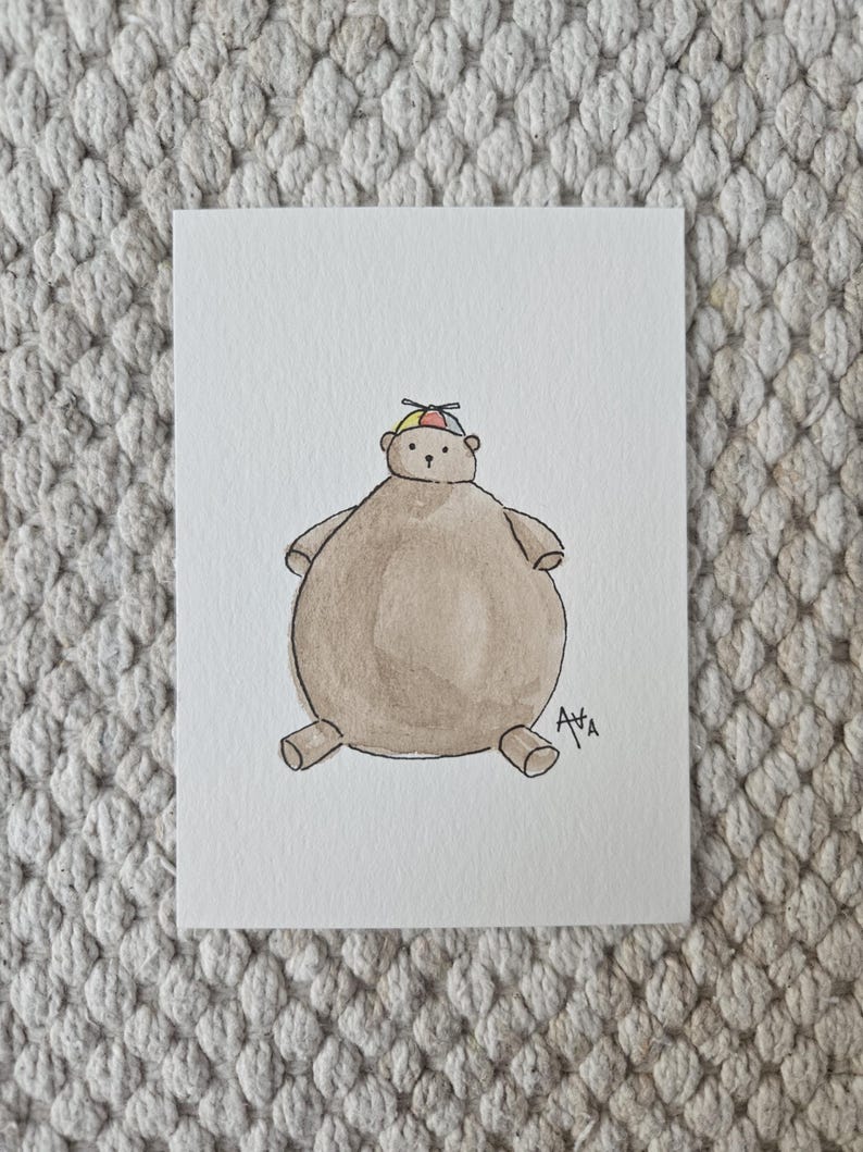 2-Pack | Handmade ACEOs | Batches 1 & 2 | Watercolor | Made by Ava Kaloz Spinny Bear