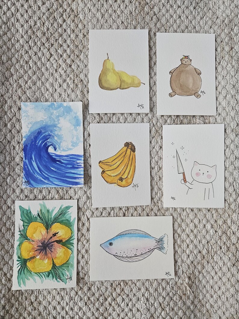 2-Pack | Handmade ACEOs | Batches 1 & 2 | Watercolor | Made by Ava Kaloz image 2