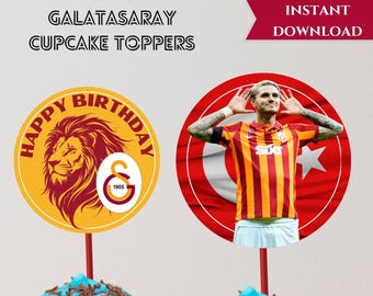 Icardi Soccer Cupcake Toppers: Galatasaray Football Party (PDF Download)