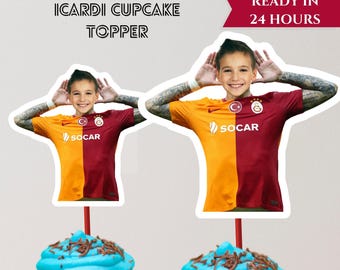 Personalized Icardi Soccer Cupcake Topper, Birthday Party (Digital Download)