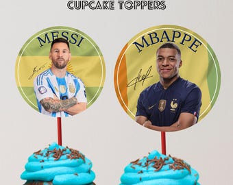 Football Star Cupcake Toppers, Ronaldo, Messi, Neymar (PDF)