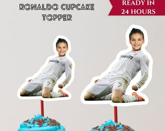 Personalized Ronaldo Cupcake Topper, Soccer Birthday Party (Digital Download)