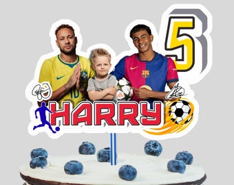 Personalized Lamine Yamal & Neymar Cake Topper: Custom Soccer Birthday (PDF Image)