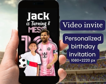 Video-uitnodiging Messi-verjaardag, uitnodiging voetbalfan (1080 x 2220 px)