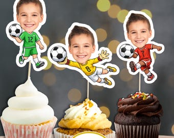 Personalized Soccer Face Cupcake Toppers