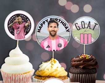 Messi Cupcake Toppers, Printable Soccer Birthday Party Decor (PDF)