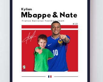 Personalized Mbappe Soccer Portrait: Kylian Mbappé Fan Gift (A3 Digital Download JPG & PDF Format)
