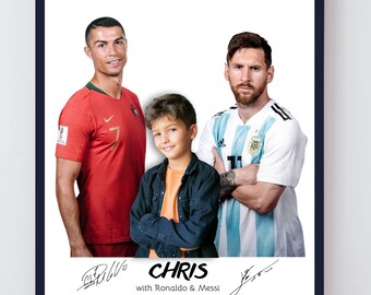Personalized Ronaldo and Messi Poster, Custom Print, Signed Photo