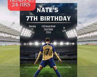 Verjaardagsuitnodiging Cristiano Ronaldo: gepersonaliseerd CR7-voetbalfeest (digitale download)