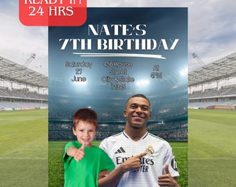 Mbappé Birthday Invitation: Personalized Football Party, Printable (Digital Download)