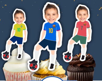 Personalized Cupcake Topper, Soccer Birthday Party, Letter size (PDF)