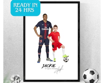 Personalized Kylian Mbappé Soccer Poster: Custom Photo Gift (A3 Digital Download)
