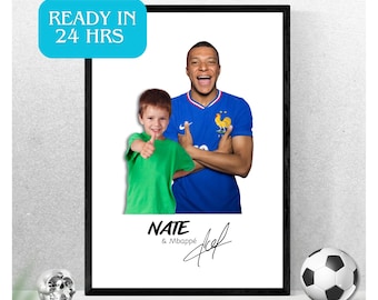 Personalized Kylian Mbappé Soccer Poster: Custom Photo Gift (A3 Digital Download)