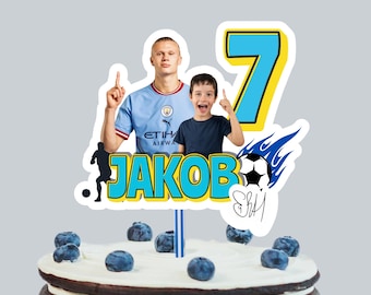 Personalized Haaland Birthday Cake Topper: Custom Soccer Party Decoration (PDF Image)
