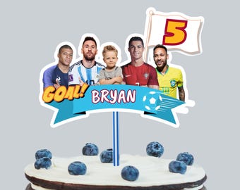Personalized Soccer Star Cake Topper, Ronaldo, Messi (Digital Download)