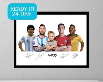 Personalized Football Legends Poster: Ronaldo, Messi, Pelé, Maradona (A3 PDF & JPG)