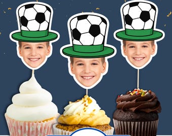 Personalized Cupcake Topper, Football Birthday Party, Letter size (PDF)