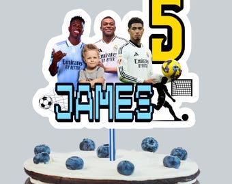 Personalized Mbappe, Bellingham, Vini Jr Vinicius Birthday Cake Topper, Letter size (Digital Download)