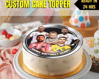 Custom Football Star Cake Topper,  Ronaldo, Messi, Mbappe, Neymar birthday, Digital Download | Icing Sheet