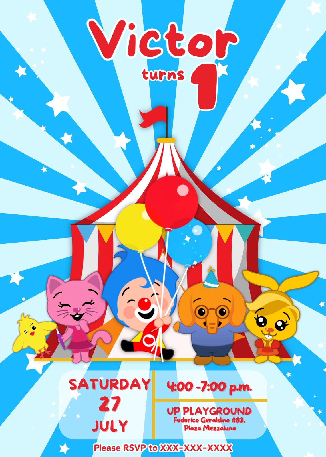 Plim Plim Birthday Invitation Editable Invitation Instant Download