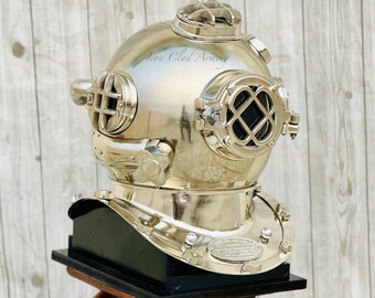 Scuba Diver Chrome duikhelm 18" Merchant Navy duikhelm cadeau voor vader zoon bedrijfscadeau maritieme vriend beste vriend BFF cadeau hem