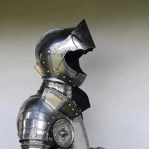 Mittelalterlicher Europäischer Vollkampfpanzer Anzug Ritter Stahlrüstung Tragbares Ganzkörperkostüm Larp Krieger Kampf Cosplay Mann Halloween Geschenk