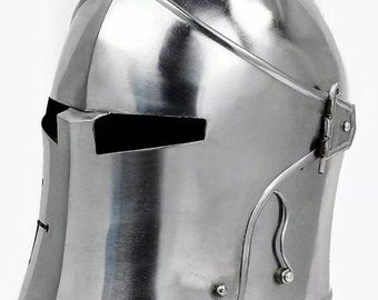 Mittelalter Barbute Helm Templer – Silberner Ritterhelm Für LARP & Reenactment