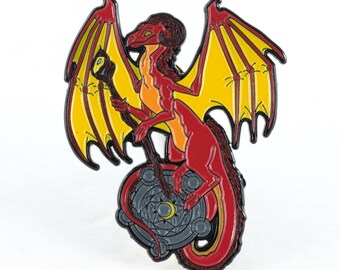 Fire Mage Dragon Dungeons and Dragons Themed Enamel Pin