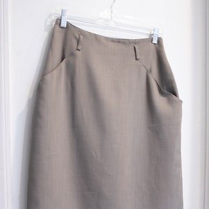 Vintage 1990&#39;s Short Olive Khaki High Waist  Pencil Skirt