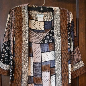 Vintage 1980&#39;s Ethnic Pattern/ Tribal Pattern 3/4 Sleeve Coverup